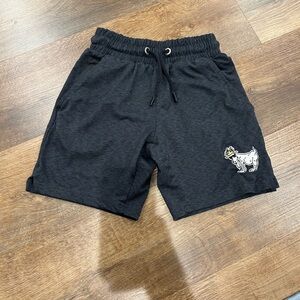 Kids Black Drawstring Lounge Shorts with Goat Accent